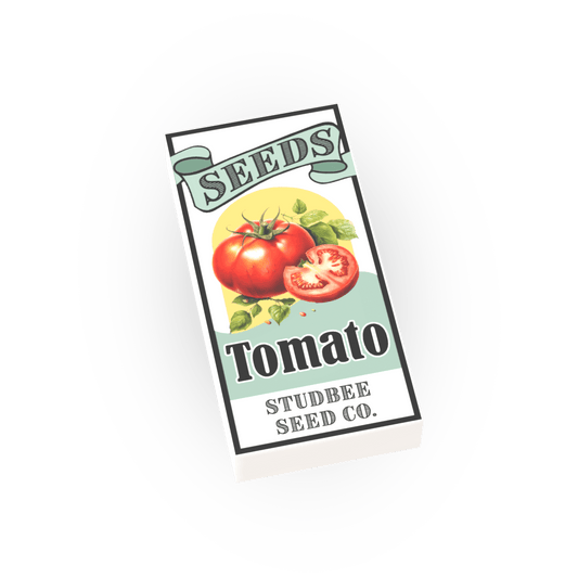 Seed Packet, Tomato - Custom Printed Minifig Scale Tile - Made Using LEGO® Parts