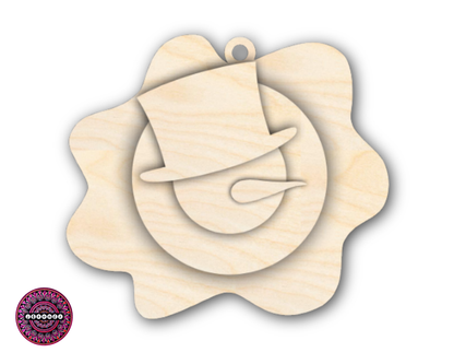 Unfinished Wood Melting Snowman with Top Hat 5pc. Set | JGrondz | DIY Craft Cutout | 4" | 1/4" Thick