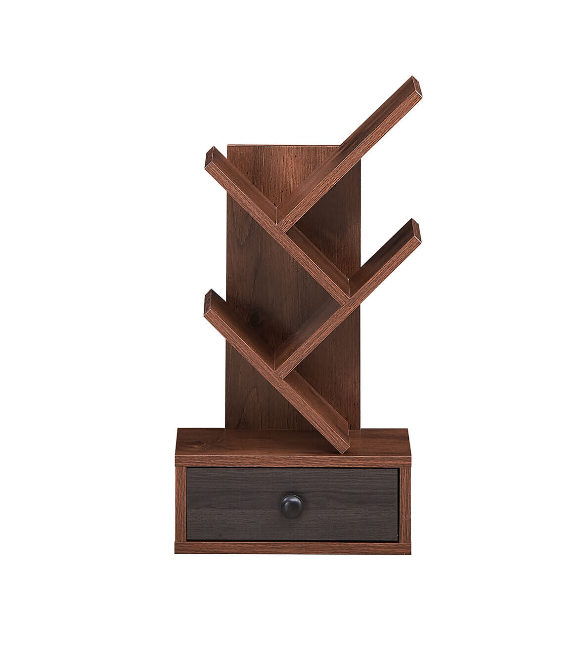 5-Tier Floor Standing Tree Bookcase with Drawer