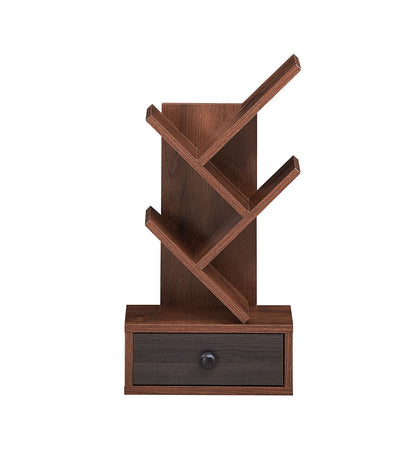 5-Tier Floor Standing Tree Bookcase with Drawer