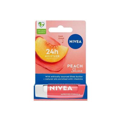 Nivea Peach Shine Lip Care Cream - Moisturizing, Colored, Peach Scented Lip Balm