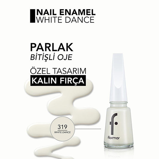 Flormar High Pigment White Nail Polish: Long Lasting, Chip Resistant, Glossy Finish & Enriched with Minerals for Nail Care
