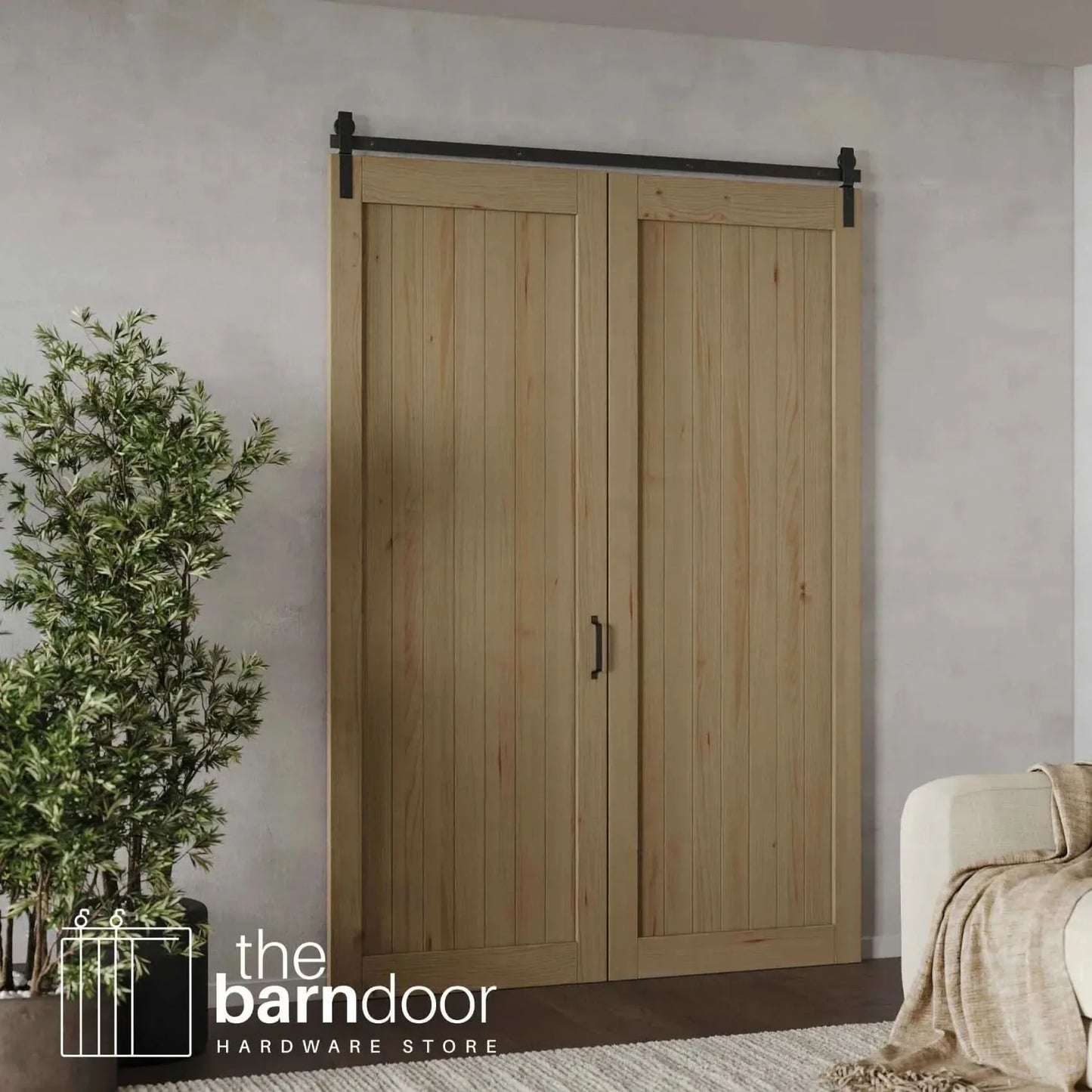 Classic J-Strap Bifold Barn Door Hardware Kit | 2 Door Kit