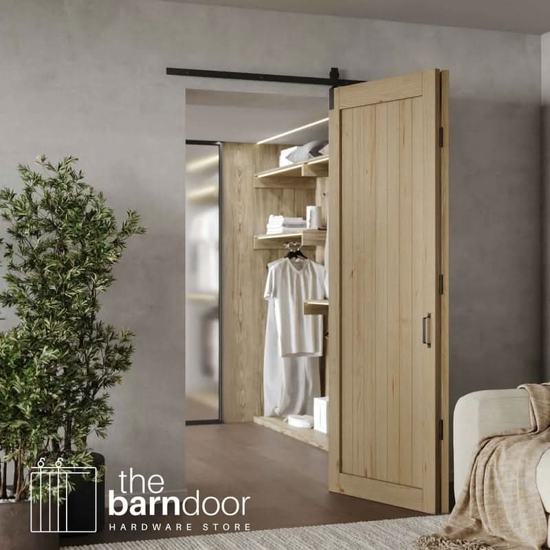 Modern J Top Mount Bifold Barn Door Hardware Kit | 2 Door Kit