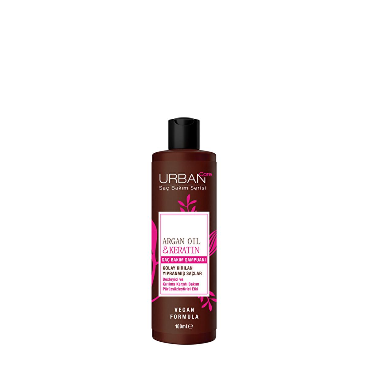 Urban Care Argan Oil & Keratin Shampoo: Repair & Strengthen Damaged Hair, Anti-Breakage, Vegan Formula, Sulfate-Free - 3.38 fl oz
