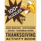 Thanksgiving Activity Book: 100+ Word Search Cryptograms Scramble Sudoku Puzzles For Adults and Kids - Paperback