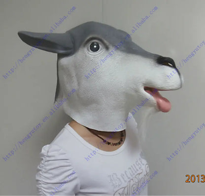 Adult Full-Head Latex Animal Mask, Goat, Sheep or Antelope
