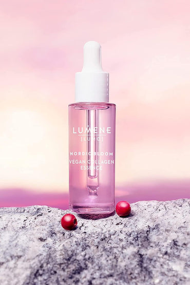 Lumene Vegan Collagen Essence Serum - Hydrating Anti-Aging Skincare with Hyaluronic Acid & Swedish Cherry Extract - 30ml