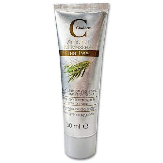 Claderm Tea Tree Clay Face Mask - Natural Acne Treatment & Skin Nourishment, 1.69 fl oz