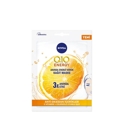 Nivea Q10 Energy Face Mask - Anti-Aging Sheet Mask for Mature Skin, 28g