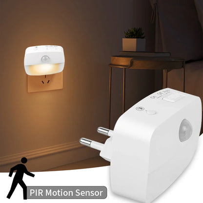 LED Motion Sensor Night Light EU Plug 220V – Plug-In Wall Lamp for Hallway, Stair, Kitchen & Bedroom