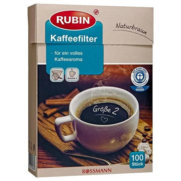 Rubin Coffee Filters No.2 - 100 Count, Compostable & Unbleached for Pure Coffee Taste