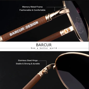BARCUR Polarized Pilot Sunglasses for Men – Stylish Anti Blue Light UV400 Protection Gradient Mirror Lens Stainless Steel Trendy Frame – Fashion Aviator Sun Glasses for Men Ideal for Driving Travel Summer & Outdoor Activities