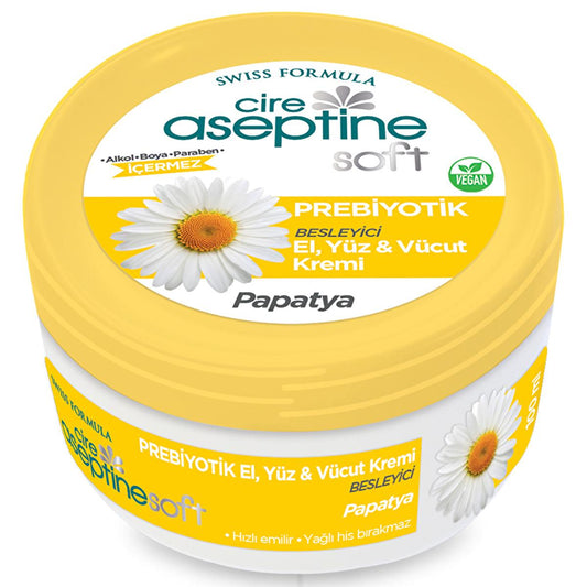 Cire Aseptine Soft Papatya Moisturizing Cream - Prebiotic, Paraben-Free, Dermatologically Tested - 3.38 fl oz