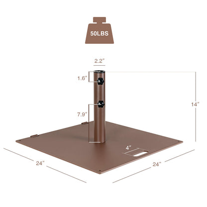 24 Inch Square Patio Umbrella Base 50 LBS Weighted