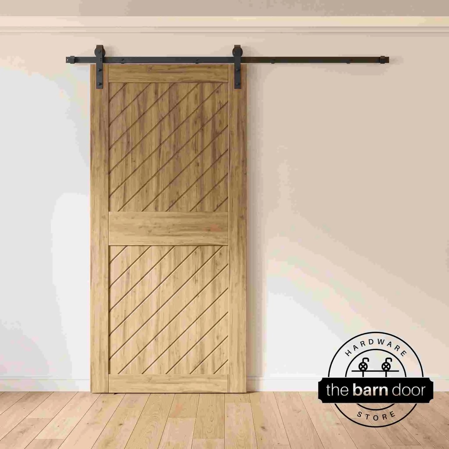 Slanted Single Barn Door Kit | Black Hardware