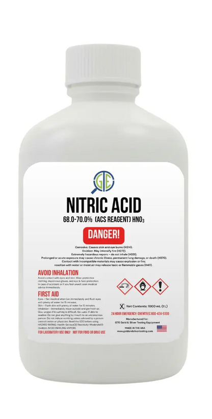 Nitric Acid 70% for Gold Refining – ACS Reagent Grade 32oz -Higher Purity Concentrated Acid for Gold Refining & Recovery