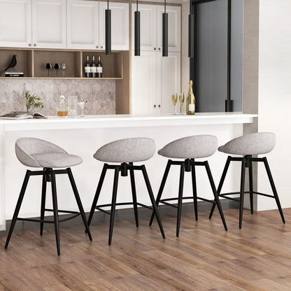 Upholstered Bar Stools Set of 2 with Footrest and Backrest