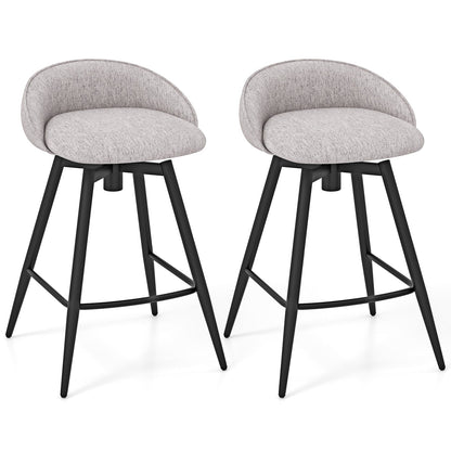 Upholstered Bar Stools Set of 2 with Footrest and Backrest