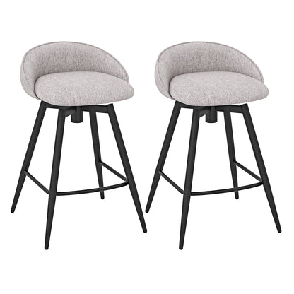 Upholstered Bar Stools Set of 2 with Footrest and Backrest