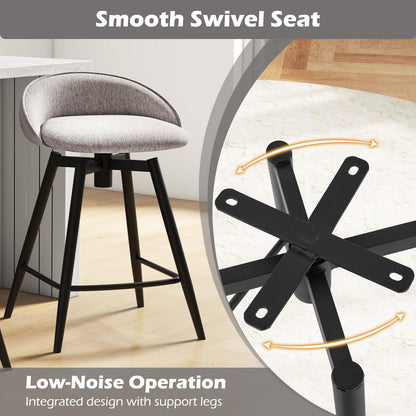 Upholstered Bar Stools Set of 2 with Footrest and Backrest