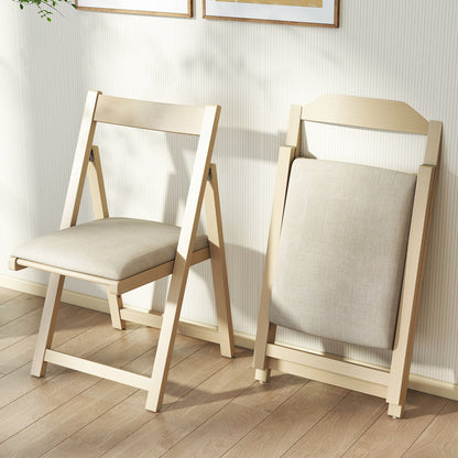 Folding Upholstered Dining Chair Set of 4 with Curved Backrest