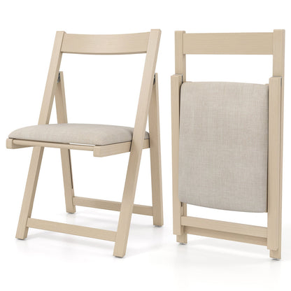 Folding Upholstered Dining Chair Set of 4 with Curved Backrest