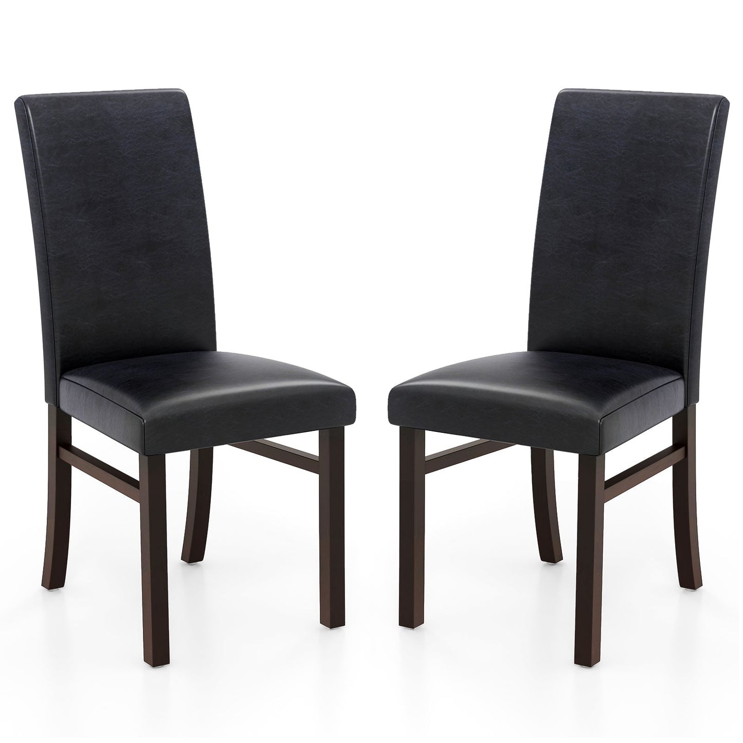 Upholstered Dining Chairs Set of 2 with Solid Rubber Wood Legs