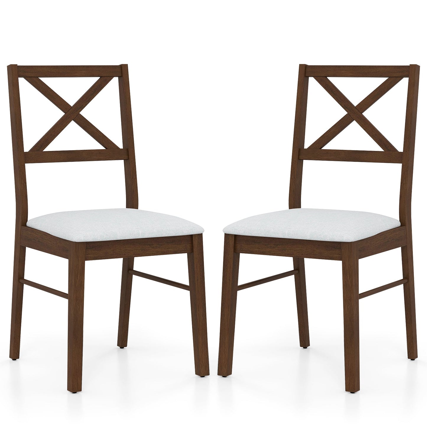 Upholstered Side Dining Chairs Set of 2 with Rubber Wood Frame