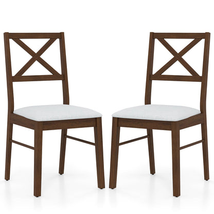 Upholstered Side Dining Chairs Set of 2 with Rubber Wood Frame