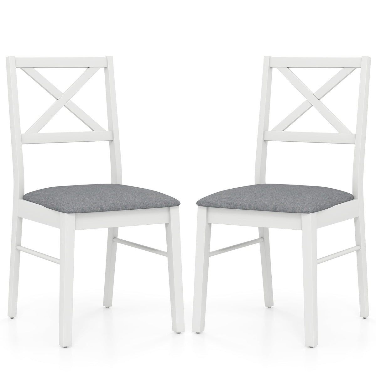 Upholstered Side Dining Chairs Set of 2 with Rubber Wood Frame