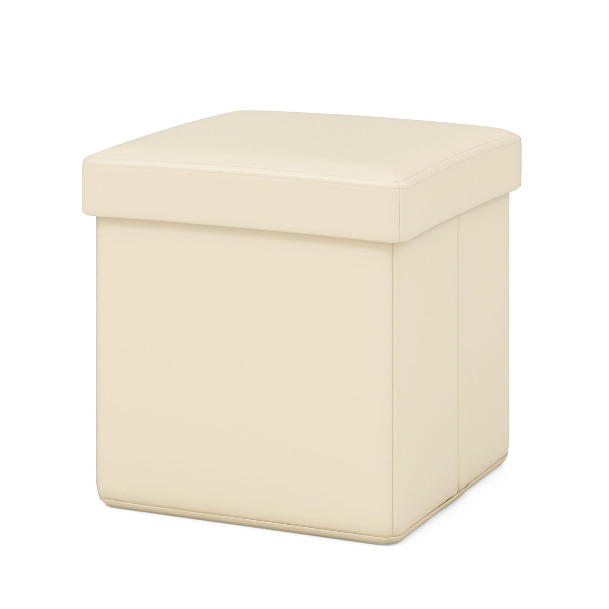 Upholstered Square Footstool with PVC Leather Surface for Bedroom
