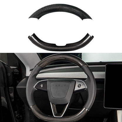 Upper / Lower Cover Steering Wheel Accessories for Tesla Model 3 / Y  -  Carbon Fiber Interior Mods