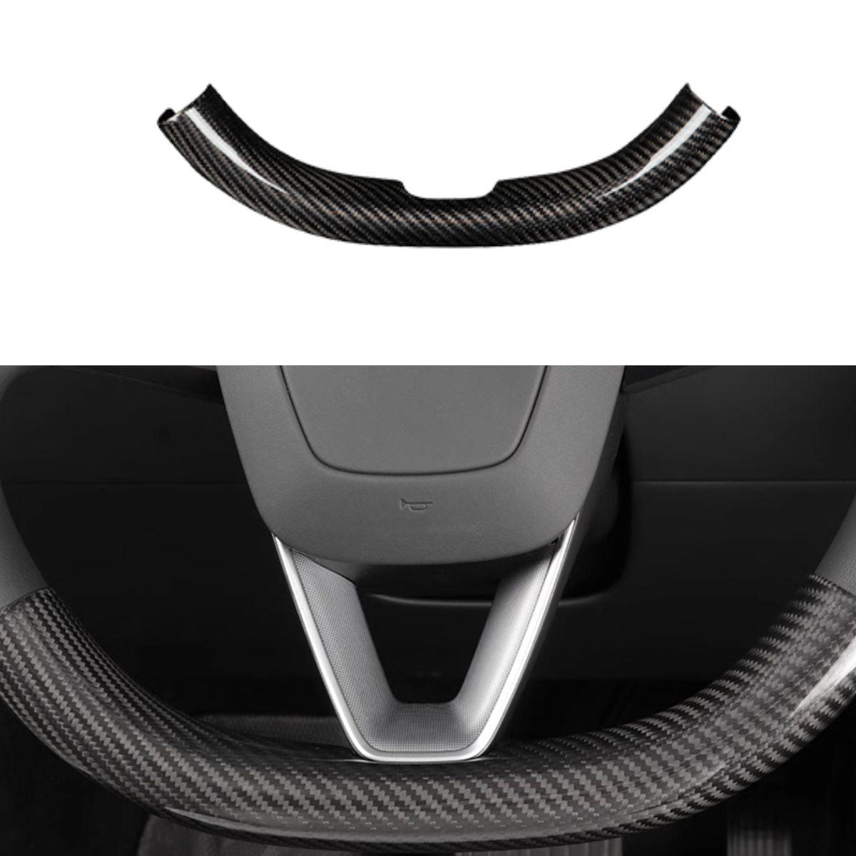 Upper / Lower Cover Steering Wheel Accessories for Tesla Model 3 / Y  -  Carbon Fiber Interior Mods