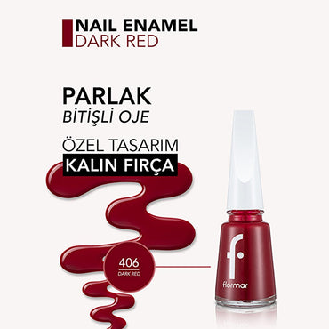 Flormar Nail Enamel Dark Red - Intense Pigment for Beautiful Nails | 0.4 fl oz