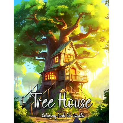 Tree House Coloring Book for Adults: Escape to Nature's Haven and Unleash Your Creativity - Paperback