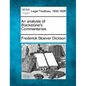 An Analysis of Blackstone's Commentaries. - Paperback