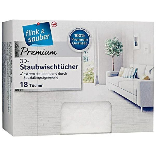 Flink & Sauber Premium Microfiber Cleaning Cloths - 18 Pack - Effective Dusting & Cleaning Supplies