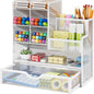 Iron Mesh Desk Organizer Multi-Layer Stationery Storage Box Office School Supplies
