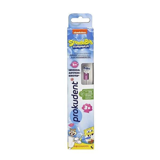 Prokudent Electric Toothbrush Replacement Heads for Kids - Sponge Bob Design, Compatible with Oral-B Handles, 3-Pack
