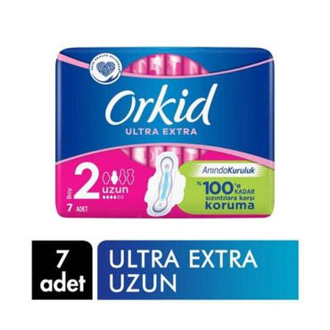 Orkid Ultra Extra Long Hygienic Pads: Ultimate Feminine Hygiene, Ultra Absorbent, Dermatologically Tested - 7 Count