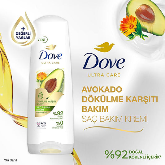 Dove Hair Care Cream - Anti-Hair Loss with Avocado Extract, Natural Ingredients, Vegan, 11.83 fl oz