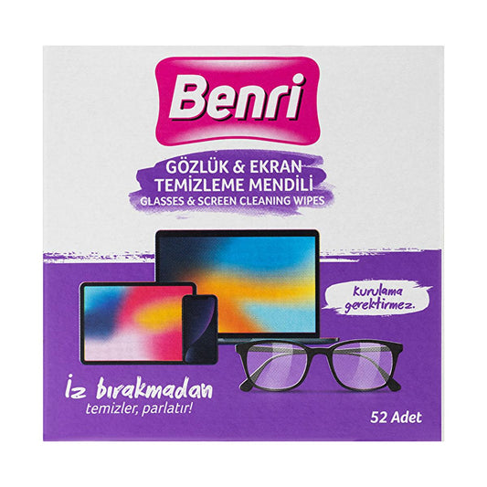 Benri Eyeglass & Screen Cleaning Wipes: Streak-Free, Individually Wrapped for Pristine Lenses & Devices On-the-Go.