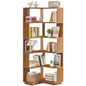 Multifunctional 6 Shelf Corner L-Shaped Bookcase in Brown Wood Finish