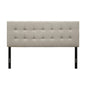 Twin Button-Tufted Headboard in Light Grey Taupe Beige Upholstered Fabric