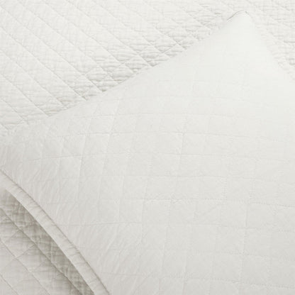King/CAL King Lightweight Cotton Linen White Reversible 3-PC Quilt Set