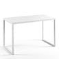 Modern Home Office Desk with White Metal Frame and Wood Top
