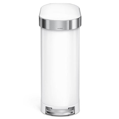 White 12-Gallon Narrow Kitchen Trash Can with Easy Step-on Lid