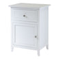 White 1-Drawer Bedroom Bedside Table Cabinet Nightstand End Table