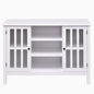 White Wood 43-inch TV Stand with Glass Panel Doors